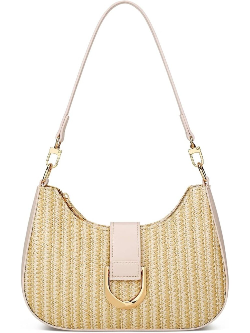 👜Women's Straw Beige Shoulder Bag Trendy PU Vegan Leather Everyday Cute Handbag